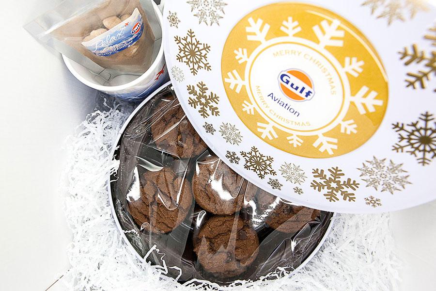 Branded Biscuit Tin & Hot Chocolate Set
