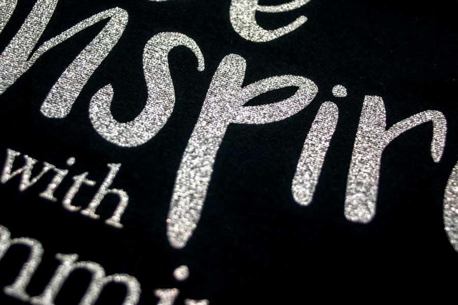 Iridescent Silver Screen-Print Sparkle Close-Up